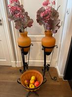 Set VAZEN Vaas handgeblazen Oranje met een smeedijzeren voet, Huis en Inrichting, Woonaccessoires | Vazen, Ophalen, Wilms, Oranje