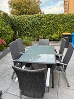 Tuinset met 6 stoelen - Wicker/Metaal, Ophalen of Verzenden, Gebruikt, Vierkant, Aluminium