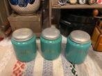 Mintgroen emaille koffie thee suiker bussen, Antiek en Kunst, Ophalen of Verzenden
