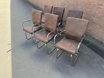 6x vintage stijl stoelen - Suedelook - Chroom frame, Huis en Inrichting, Stoelen, Ophalen, -, Zo goed als nieuw, Metaal