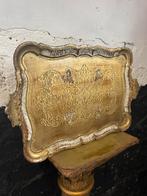 Groot vintage Florentijns dienblad goud creme prachtig, Ophalen of Verzenden, Gebruikt, Rechthoekig
