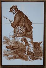 Tegel schilderij met jachttafereel., Ophalen of Verzenden