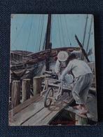 Olie op paneel - uitladen van de boot -AJ van den Bempt, Ophalen