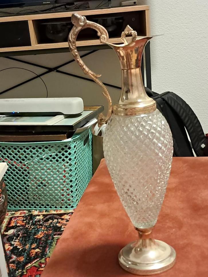 Vintage Kristallen Karaf Fontaine Italië, Antiek en Kunst, Antiek | Glas en Kristal, Ophalen of Verzenden