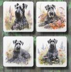 Riesenschnauzer Aquarel onderzetters met houder, Ophalen of Verzenden, Nieuw, Glas of Kopje
