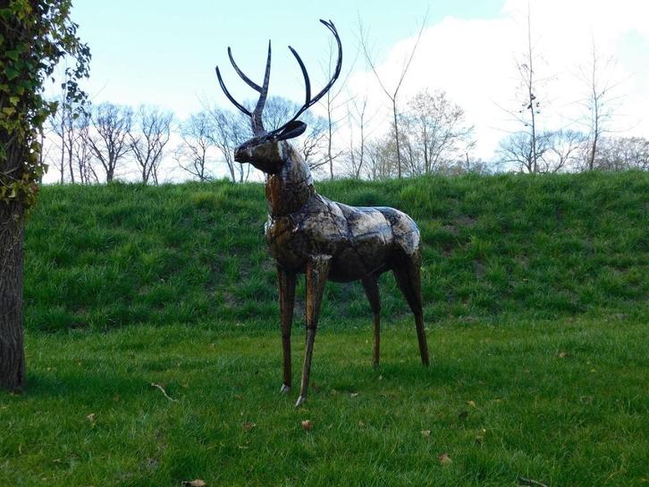 Hert ''Fara'' XXL - 195 cm - Handgemaakt & Uniek, Tuin en Terras, Tuinbeelden, Nieuw, Hout, Ophalen of Verzenden