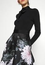 Ted Baker Jurk Zwart Bloemen maat S, Ophalen of Verzenden, Zo goed als nieuw, Knielengte, Maat 36 (S)