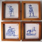 4 Oud-Hollandse tegeltjes, in houten lijstjes, Antiek en Kunst, Curiosa en Brocante, Ophalen of Verzenden