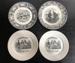 4 Antieke bordjes Petrus Regout & Société Céramique, Antiek en Kunst, Antiek | Keramiek en Aardewerk, Ophalen of Verzenden