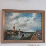 Schilderij oud Hollands landschap, Antiek en Kunst, Ophalen of Verzenden