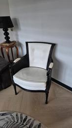 Zwarte Hoogglans Fauteuil met Wit Sky-leer, Huis en Inrichting, Fauteuils, Ophalen, Gebruikt, Barok, 50 tot 75 cm