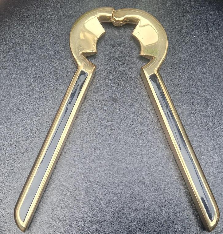 Bijzondere NOTENKRAKER massief messing/brons & zwart emaille, Antiek en Kunst, Antiek | Gereedschap en Instrumenten, Ophalen of Verzenden