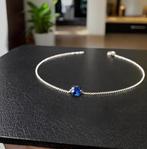 Ketting hanger saffier zilver 925, Blauw, Ophalen of Verzenden, Zo goed als nieuw, Met edelsteen