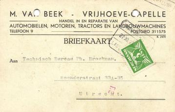 M. van Beek - Vrijhoeve-Capelle - 11.1943 - briefkaart beschikbaar voor biedingen