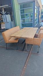Eetkamer bank Ovaal L' ancora type LARA AFRICA LEDER NIEUW, Ophalen, Nieuw, Bruin, Vijf, Zes of meer stoelen