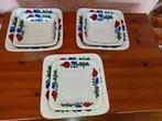 Boerenbonte Vierkante schaaltjes, Ophalen of Verzenden, Gebruikt, Overige stijlen, Schaal of Schalen