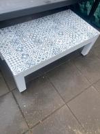 Leuke salontafel met zwarte patroon en wielen, Huis en Inrichting, Tafels | Salontafels, Ophalen, Gebruikt, 50 tot 100 cm, Minder dan 50 cm