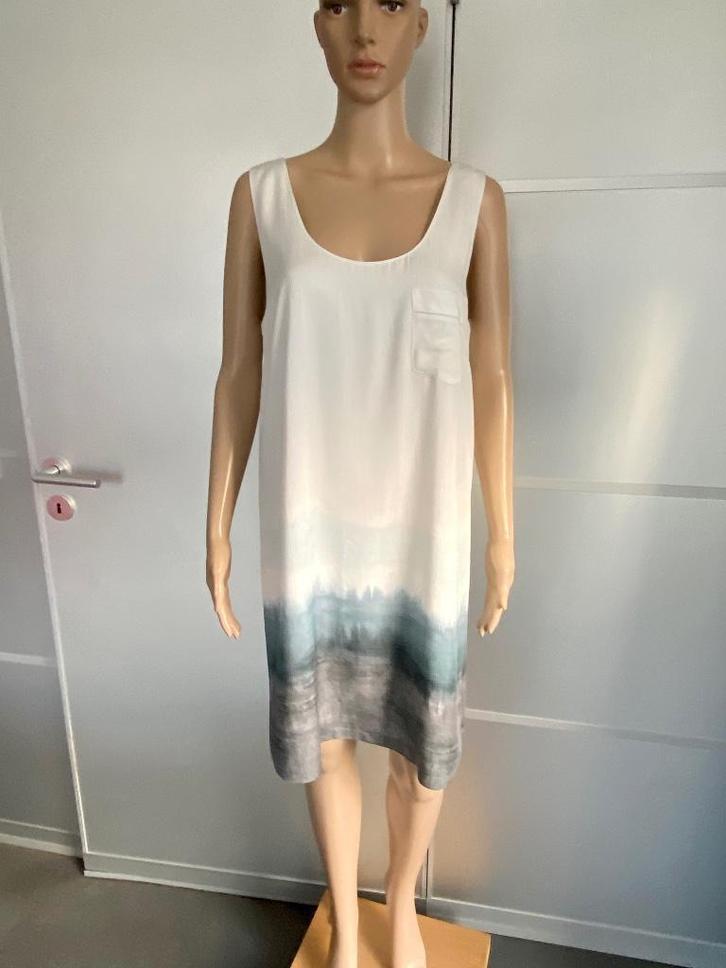 J382 Nieuw: Denham maat M=38/40 jurk jurkje wit blauw grijs, Kleding | Dames, Jurken, Nieuw, Maat 38/40 (M), Wit, Knielengte, Ophalen of Verzenden