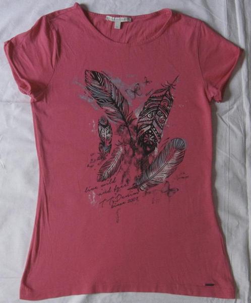 Tom Tailor Denim T-shirt roze maat XS vlinder, Kleding | Dames, T-shirts, Gedragen, Maat 34 (XS) of kleiner, Roze, Korte mouw