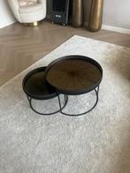 Ronde Salontafel Tray Gelakt Hout, Set van 2 stuks, Huis en Inrichting, Tafels | Salontafels, Ophalen, Gebruikt, Rond, 50 tot 100 cm