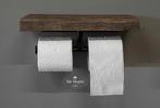 Oud houten toiletrol houder dubbel hout toilet stoer sober