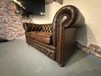 Chesterfield bank - bruin leer Springvale, Ophalen, Gebruikt, 150 tot 200 cm, Tweepersoons