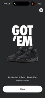 Jordan 4 Black Cat - Maat 42, Ophalen of Verzenden, Nieuw, Zwart, Sneakers of Gympen