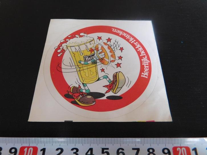 sticker strip Heerlijk, helder Heineken  bier Pils *, Verzamelen, Stickers, Zo goed als nieuw, Ophalen