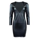 Zwarte v hals wetlook jurk leren lak sexy dames vrouwen, Kleding | Dames, Jurken, Maat 38/40 (M), Verzenden, Zwart, Nieuw