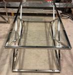 Salontafel glazen plaat met massief chromen onderstel, Ophalen, 100 tot 150 cm, 50 tot 100 cm, Zo goed als nieuw