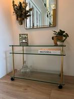 Vintage Dranktafel Mid Century Hollywood Regency, Huis en Inrichting, Tafels | Sidetables, Ophalen, Gebruikt, 50 tot 100 cm, Glas