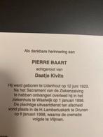 Baart x Kivits Udenhout Waalwijk Drunen, Ophalen of Verzenden, Bidprentje