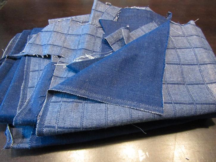 2 Grote Lappen Jeans geruit Nieuw., Hobby en Vrije tijd, Stoffen en Lappen, Nieuw, Katoen, 120 cm of meer, 200 cm of meer, Blauw