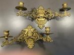 Antieke messing dubbele pianokandelaar, Ophalen of Verzenden, Koper of Brons