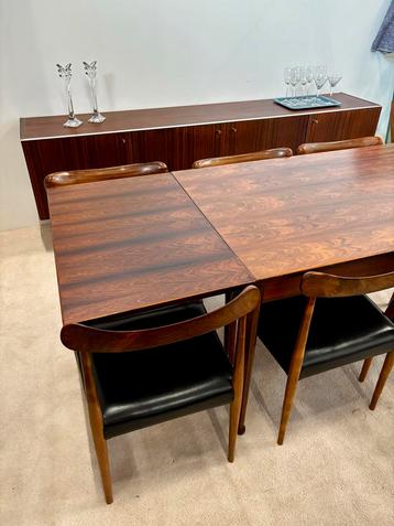Set (6) Vintage Palissander stoelen Lederen zitting beschikbaar voor biedingen