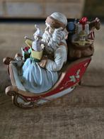 Oude speeldoos muziekdoos porselein Schmid Kerstman in slee, Ophalen of Verzenden