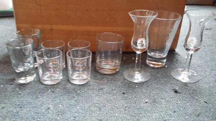 10 Borrelglaasjes, incl. Lucas Bols glaasjes, Verzamelen, Glas en Borrelglaasjes, Nieuw, Borrel- of Shotglas, Ophalen of Verzenden