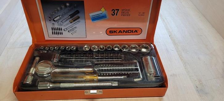 Dopsleutelset Skandia 37delig nieuw, Auto diversen, Autogereedschap, Nieuw, Ophalen of Verzenden