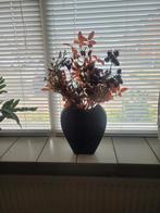 Boeket zijde- en gedroogde bloemen met vaas, Ophalen of Verzenden, Zo goed als nieuw, Binnen