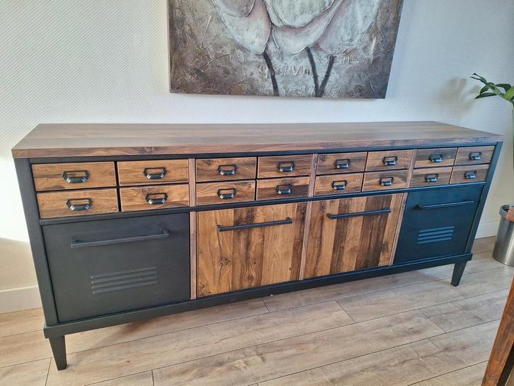 Industriële Dressoirkast & Hoge Kast Set, Huis en Inrichting, Kasten | Dressoirs, Zo goed als nieuw, 150 tot 200 cm, 25 tot 50 cm