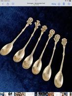 Zilveren Theelepels met Bloemmotief - 6 stuks, Antiek en Kunst, Ophalen of Verzenden