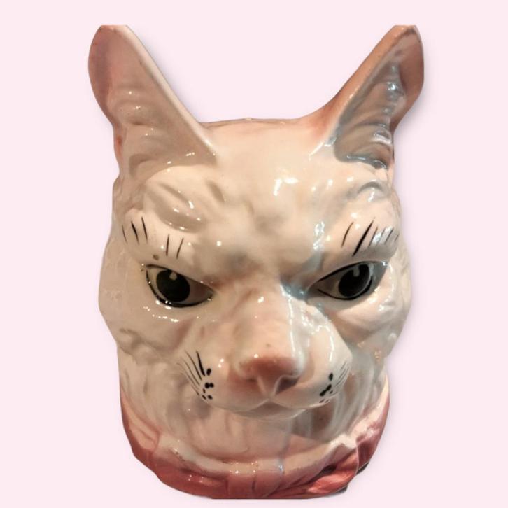 Zeldzame Antieke Majolica kat Spaarpot kattekop, Antiek en Kunst, Antiek | Keramiek en Aardewerk, Ophalen of Verzenden