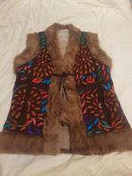 Prachtige bodywarmer suède met schapenvacht met kleurrijke b, Kleding | Dames, Bodywarmers, Maat 38/40 (M), Overige kleuren, Handmade