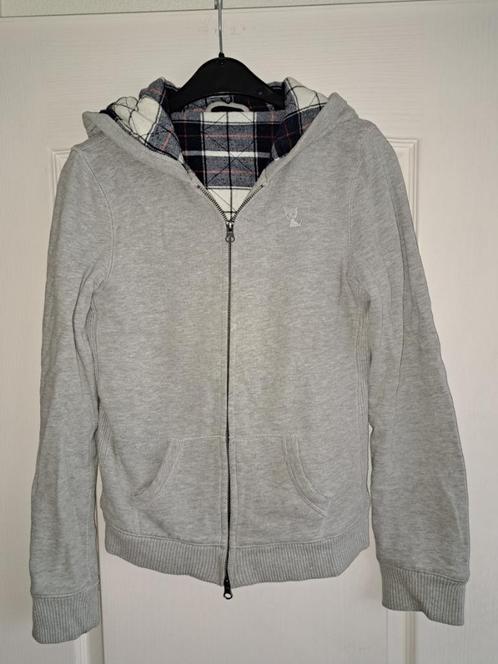 Leuk grijs meisjes vest capuchon en geruite voering maat 170, Kinderen en Baby's, Kinderkleding | Maat 170, Zo goed als nieuw