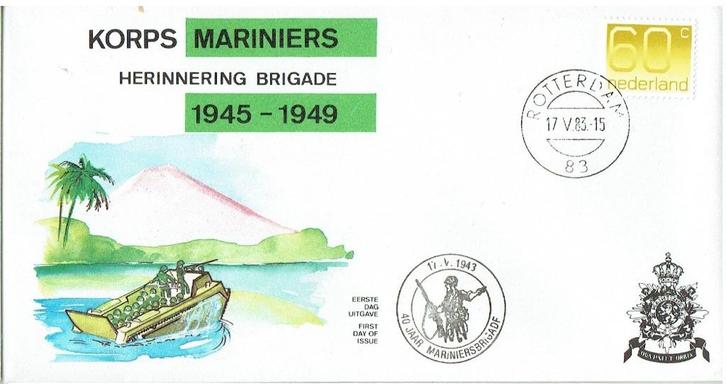 Mi 31 Nederland 83 Korps Mariniers Herinnering Brigade 45-49, Postzegels en Munten, Brieven en Enveloppen | Nederland, Envelop