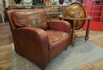 Zeer mooi oud design top model echt lederen bruinen fauteuil, Ophalen