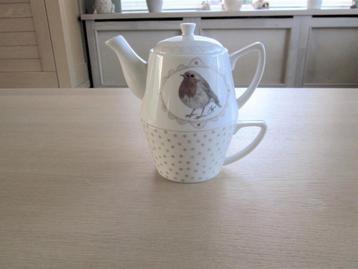 Ter steege Jet aardewerk tea for one roodborstje D8cm H17cm beschikbaar voor biedingen