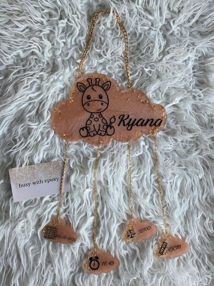 Gepersonaliseerde geboorte wolk decoratie, Kinderen en Baby's, Kinderkamer | Inrichting en Decoratie, Nieuw, Wanddecoratie, Ophalen of Verzenden