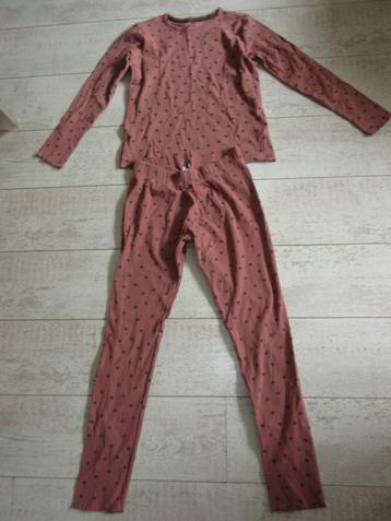 Meisjes pyjama bruin met grijze stippen, maat 158-164 beschikbaar voor biedingen