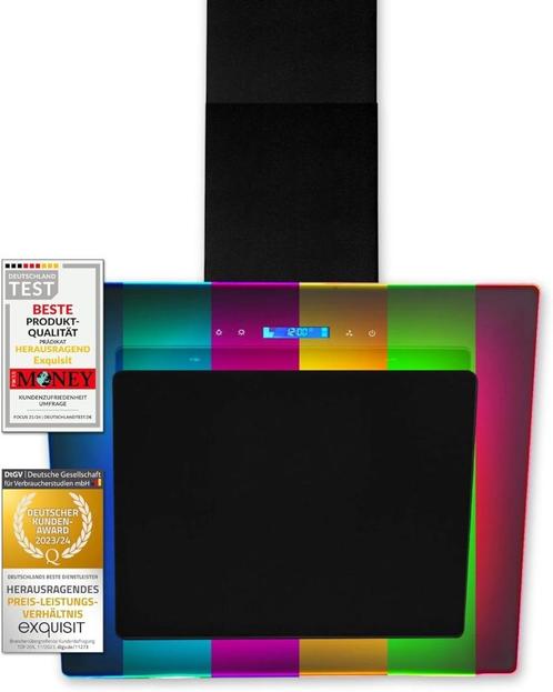Nieuwe zwartglas hoofdvrije afzuigkap 54 cm breed div kl ver, Witgoed en Apparatuur, Afzuigkappen, Nieuw, Wandschouwkap, 200 tot 400 m³ per uur